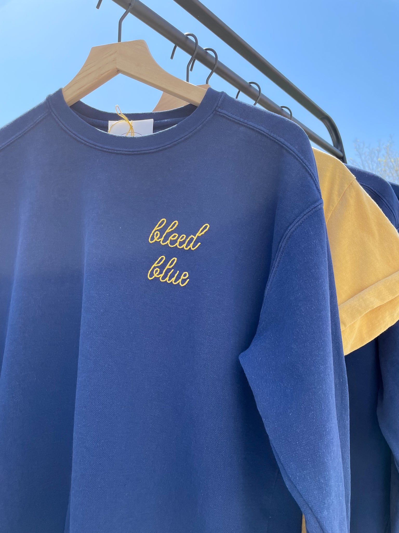 Navy Bleed Blue Hand Embroidered Sweatshirt or Tshirt
