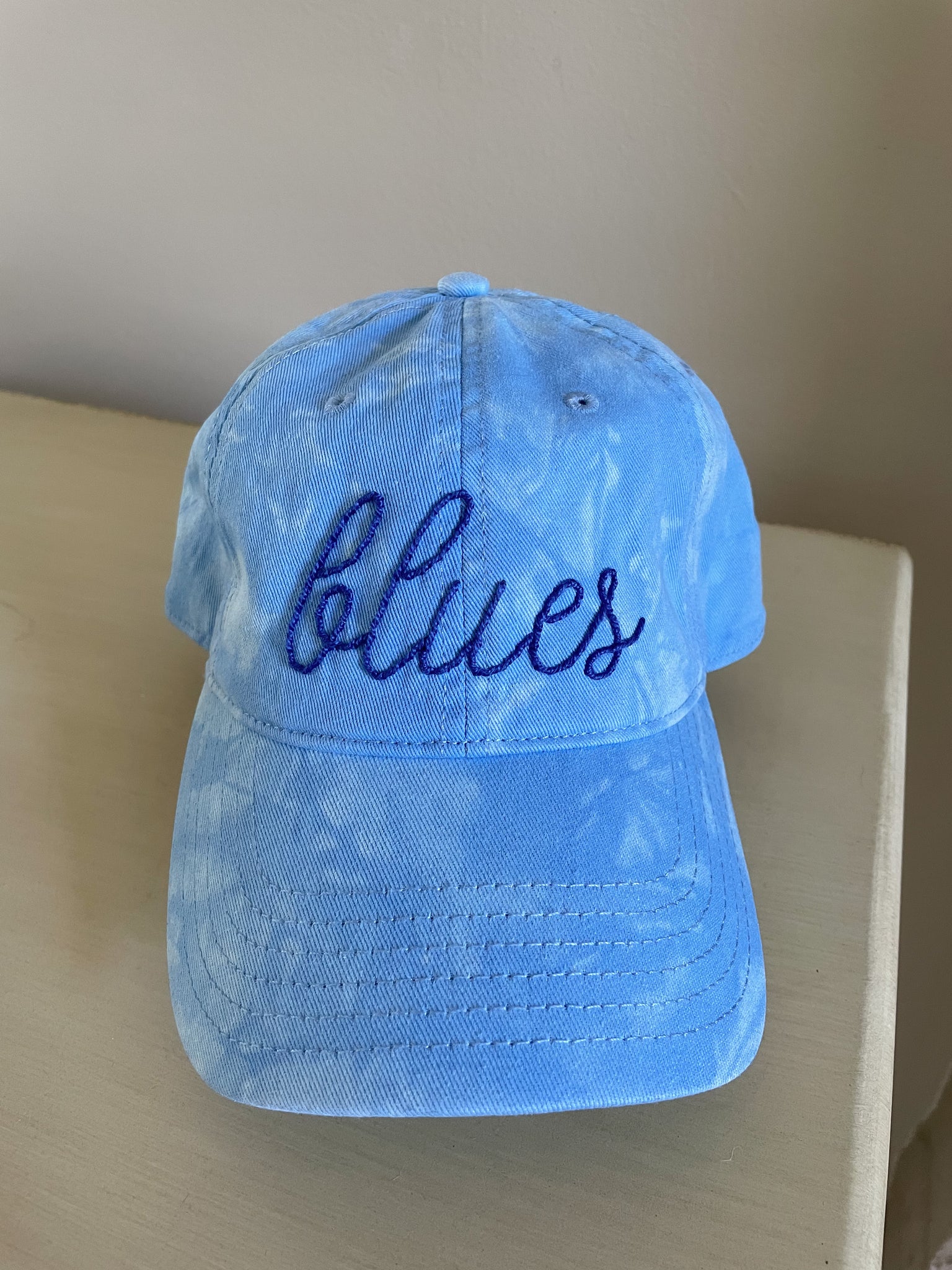 Blues Tie Dye Hand Embroidered Dad Hat