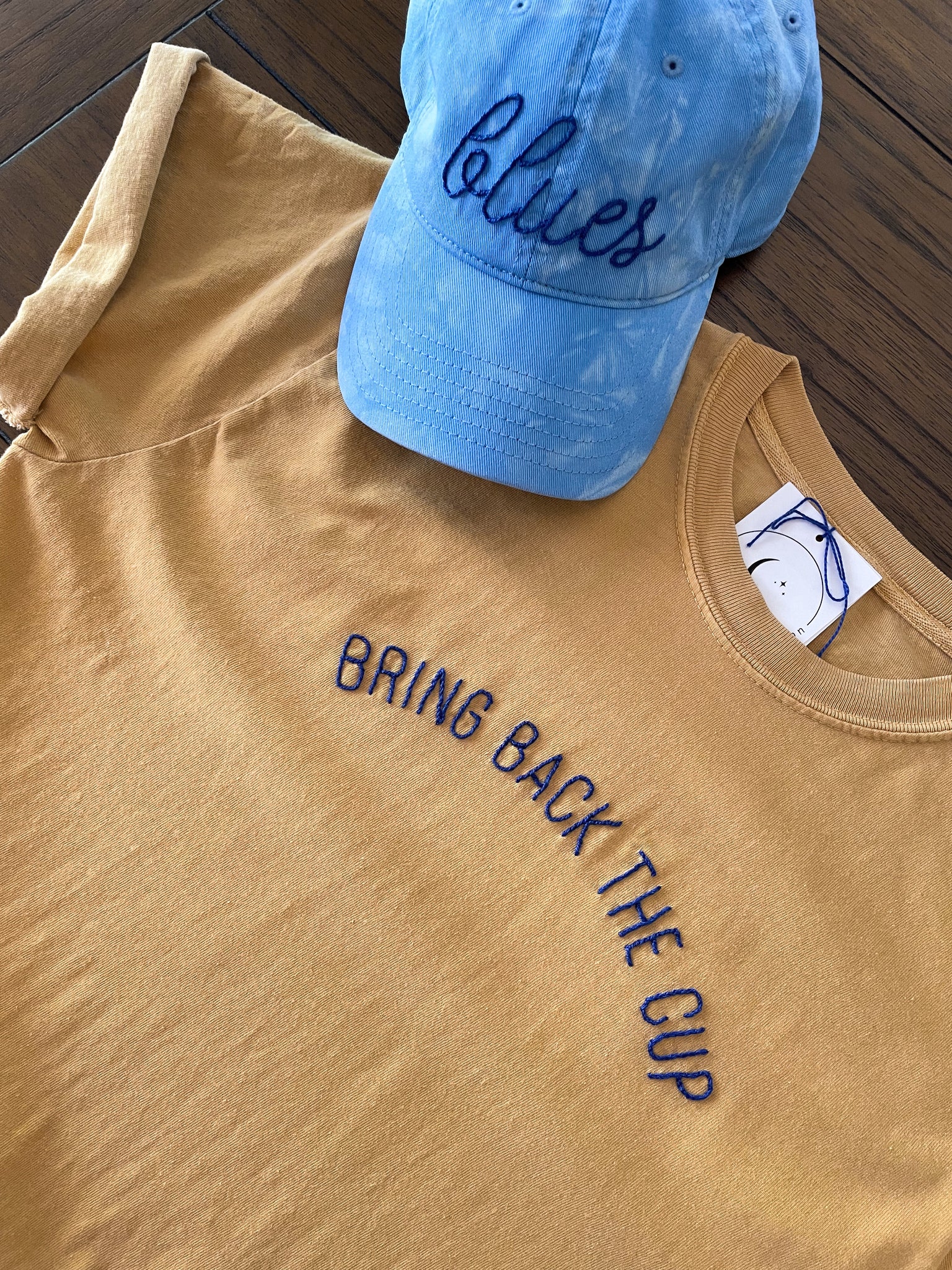 Blues Tie Dye Hand Embroidered Dad Hat