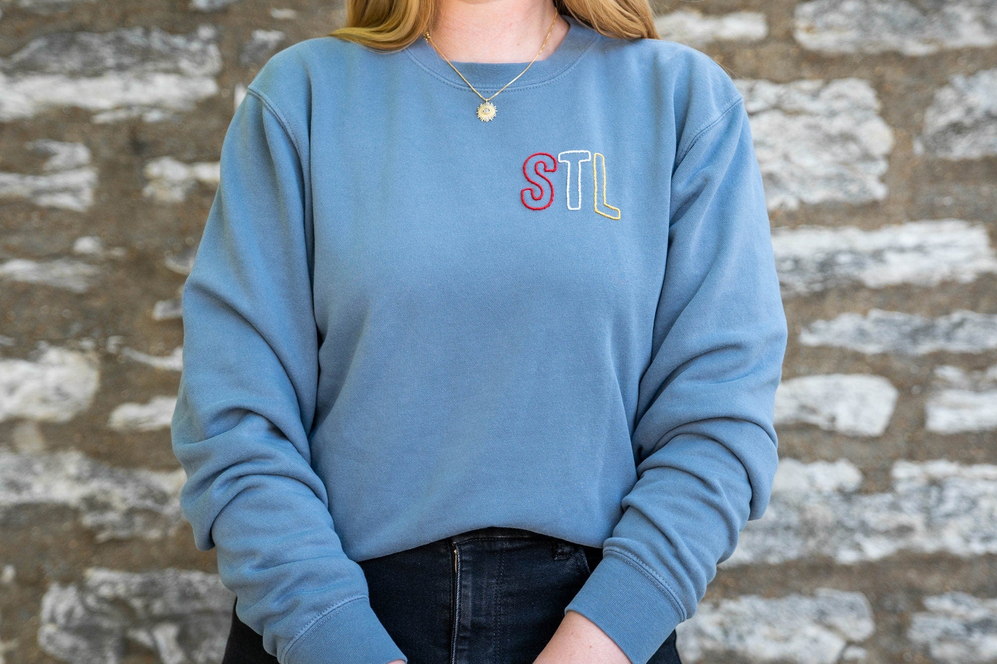 STL Hand Embroidered Sweatshirt