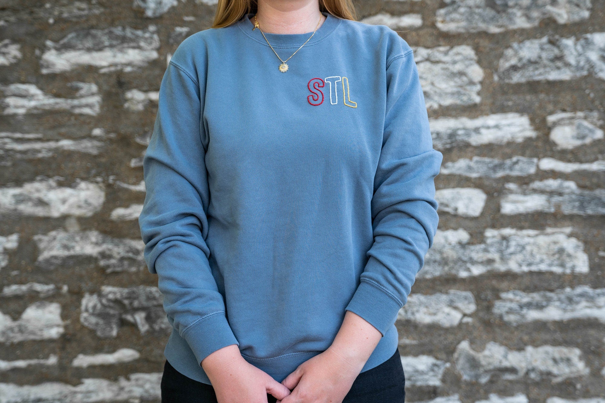 STL Hand Embroidered Sweatshirt