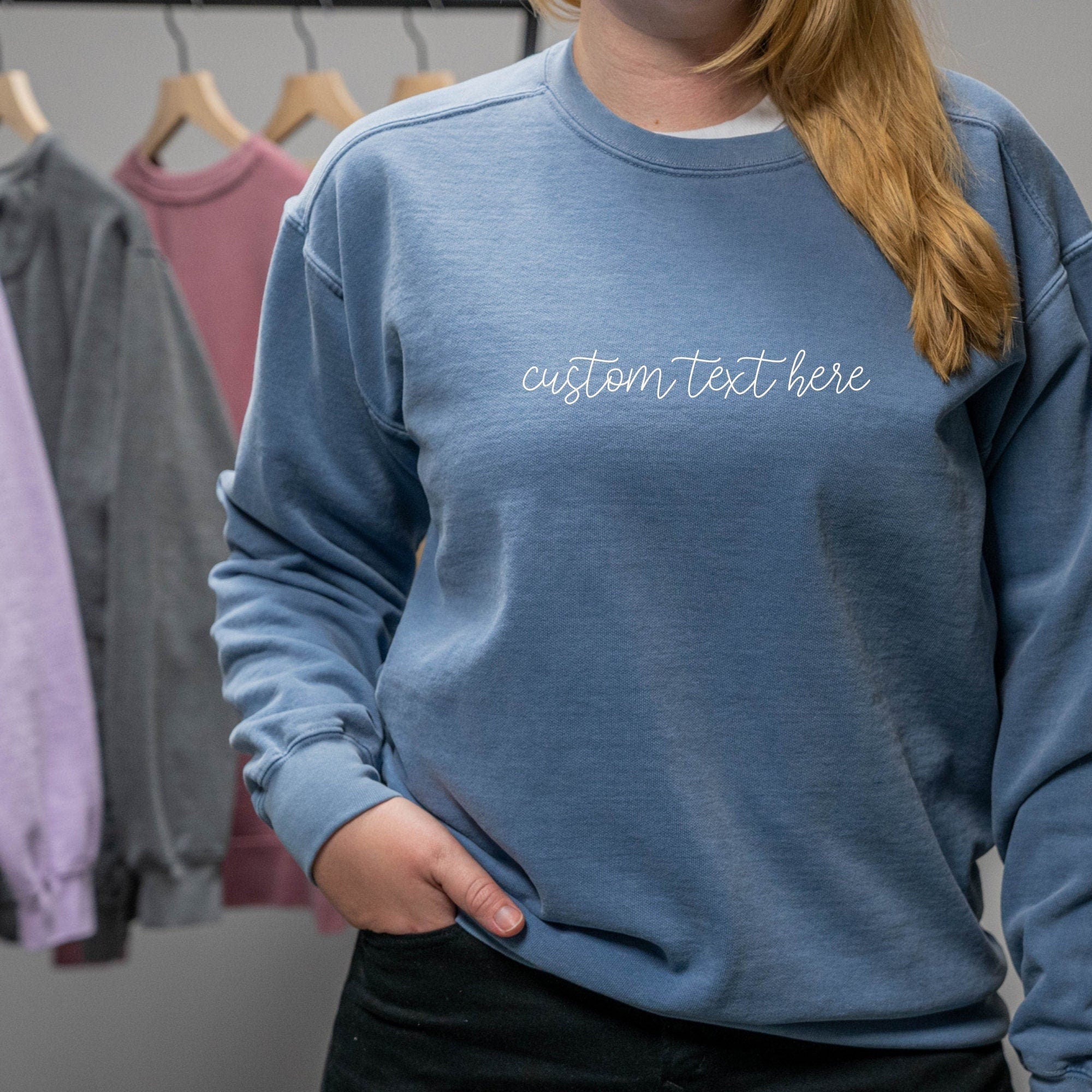 Custom Text Hand Embroidered Sweatshirt