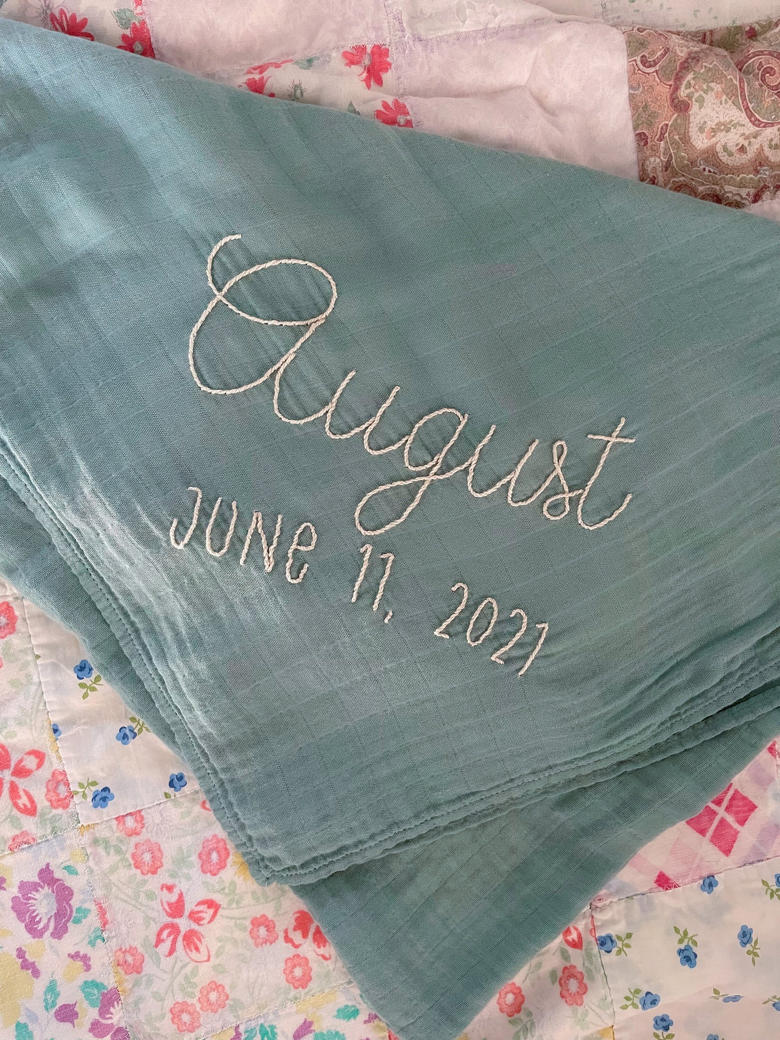 Custom Hand Embroidered Baby Blanket