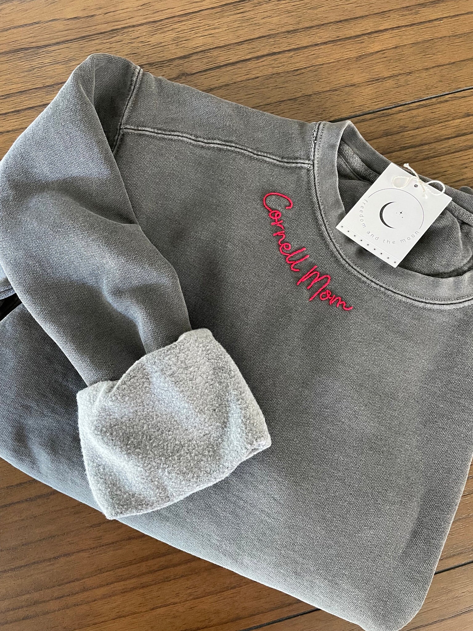 Custom Collar Text Hand Embroidered Sweatshirt