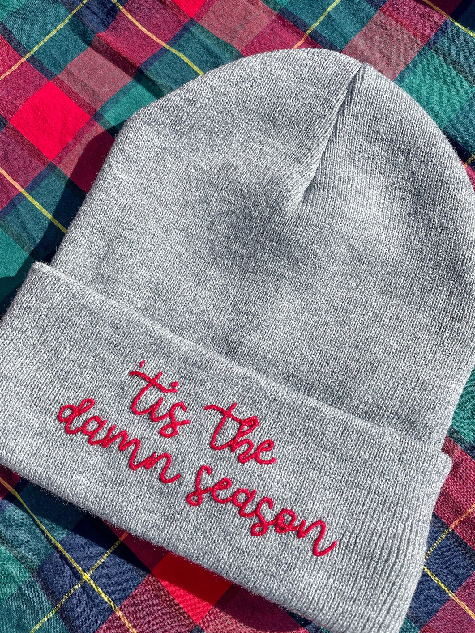 Tis the Damn Season Hand Embroidered Beanie