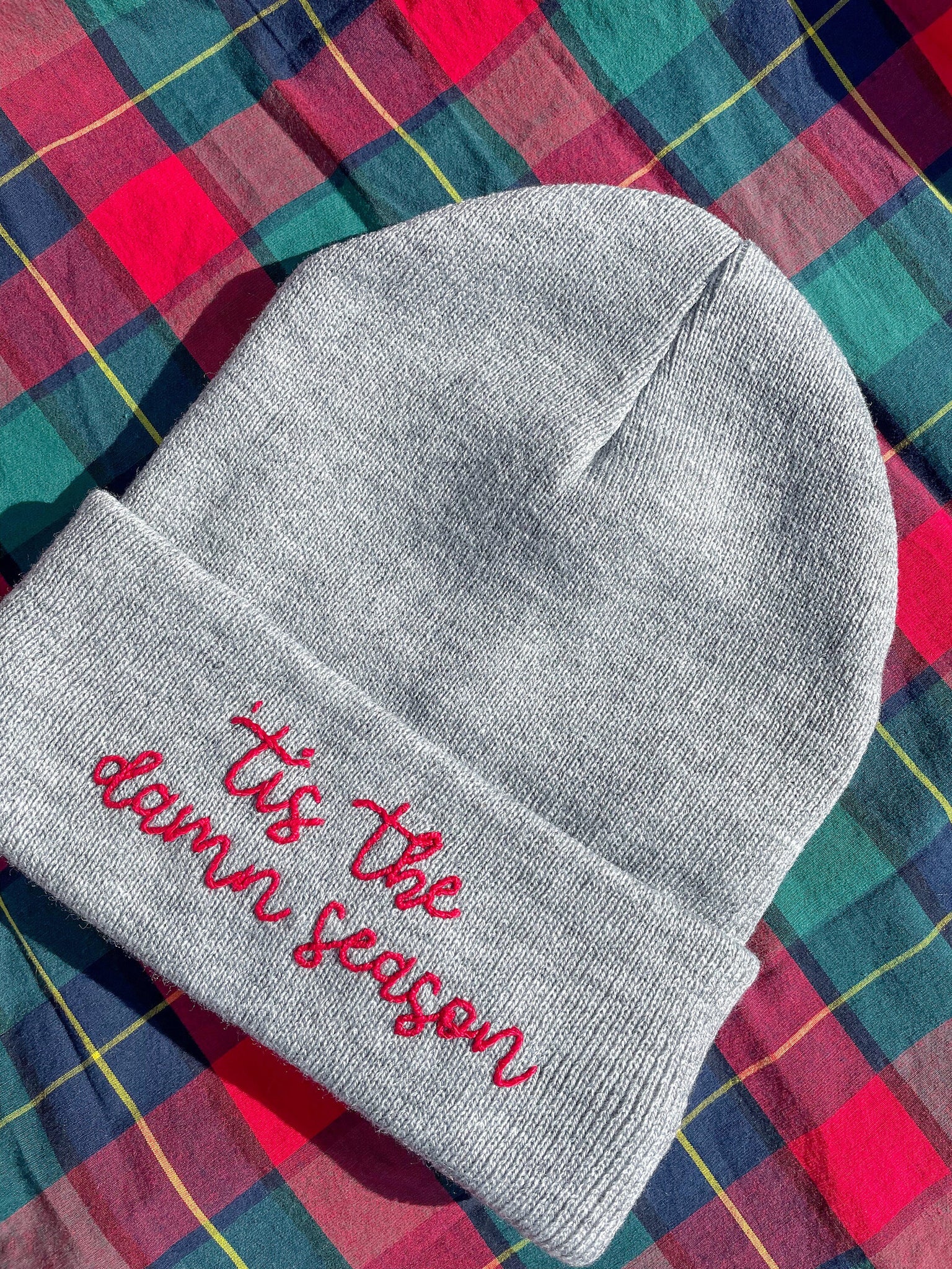 Tis the Damn Season Hand Embroidered Beanie