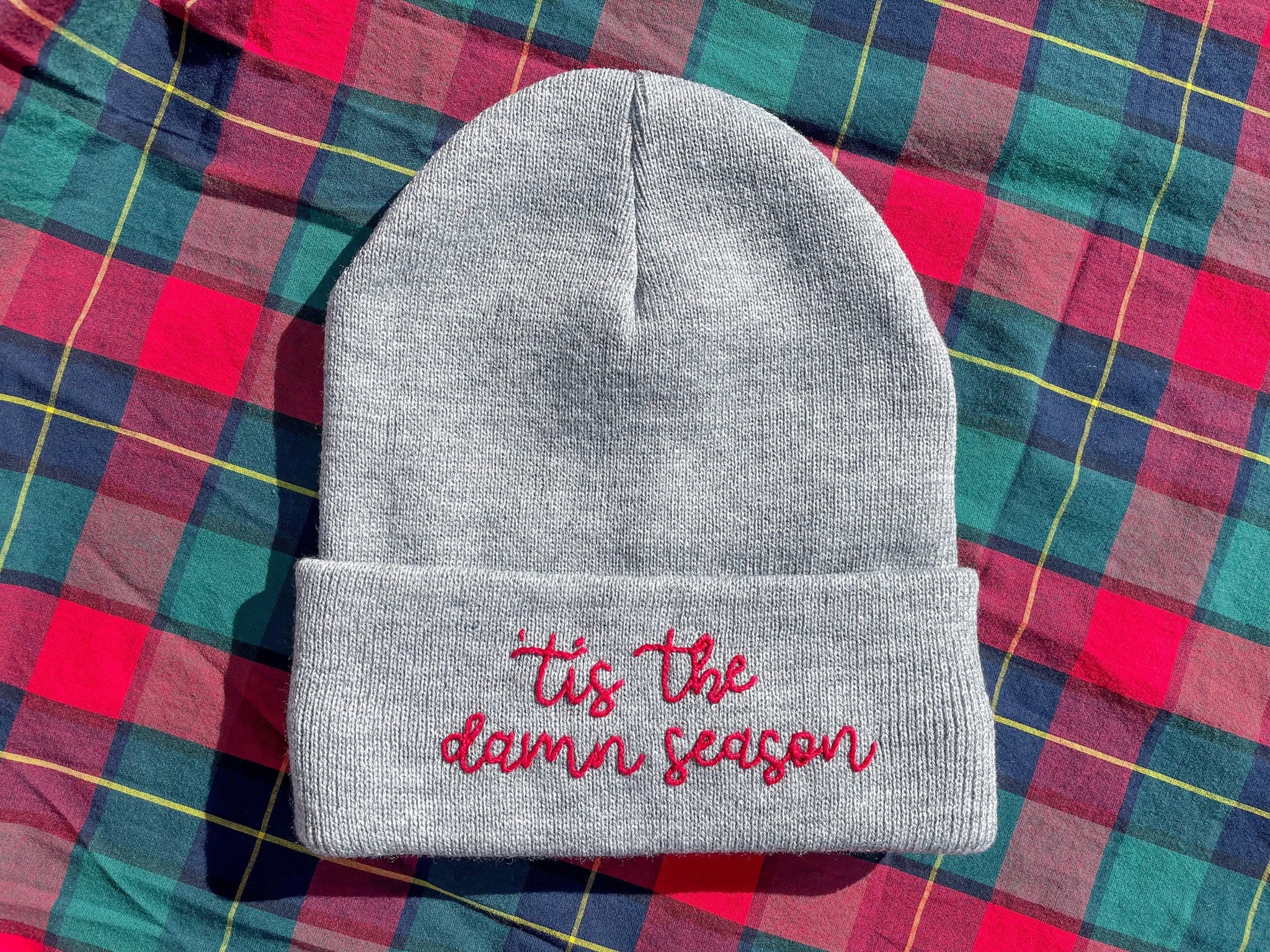 Tis the Damn Season Hand Embroidered Beanie