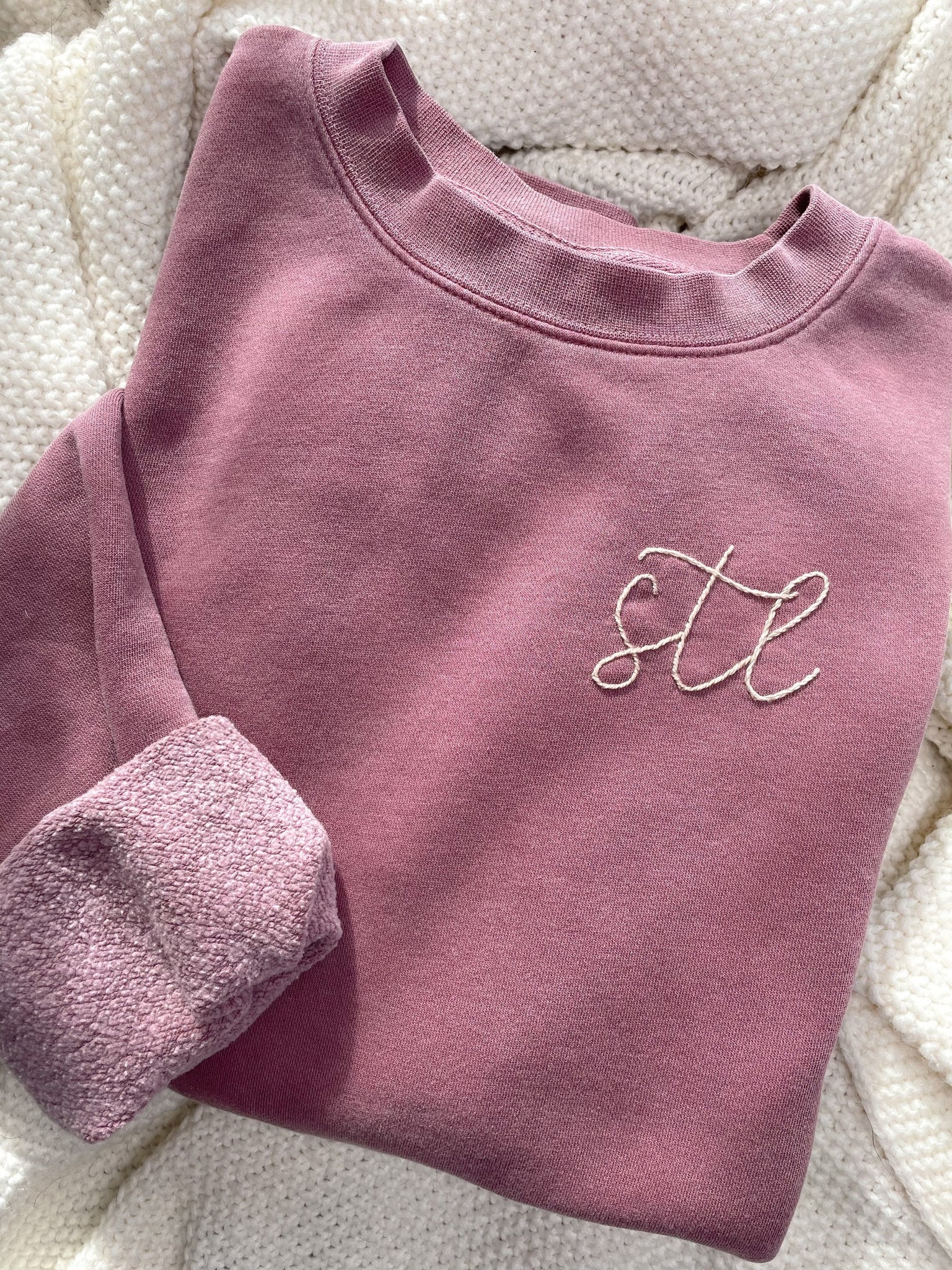 Hand Stitched STL Berry Crewneck Sweatshirt