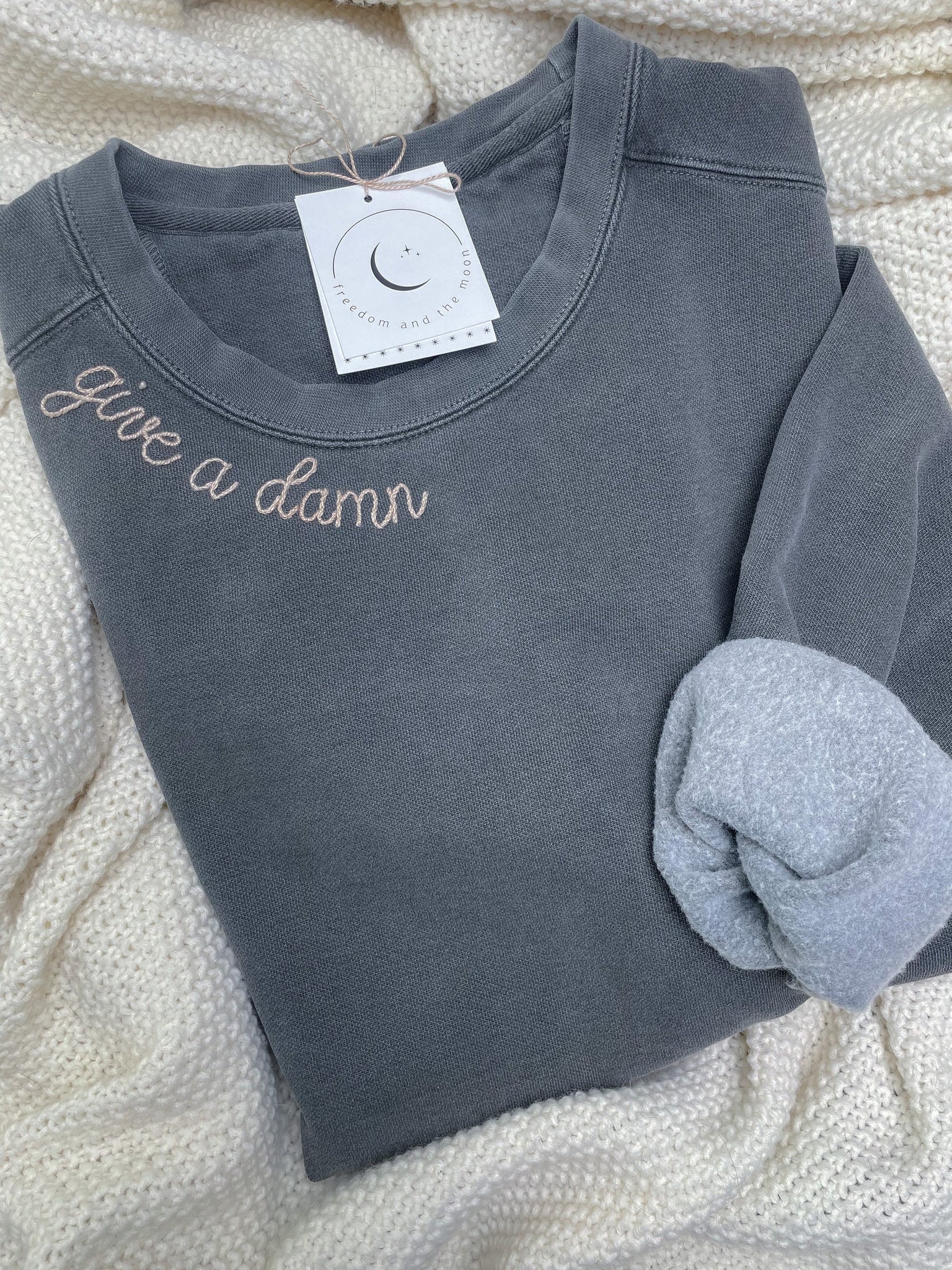 Custom Collar Text Hand Embroidered Sweatshirt