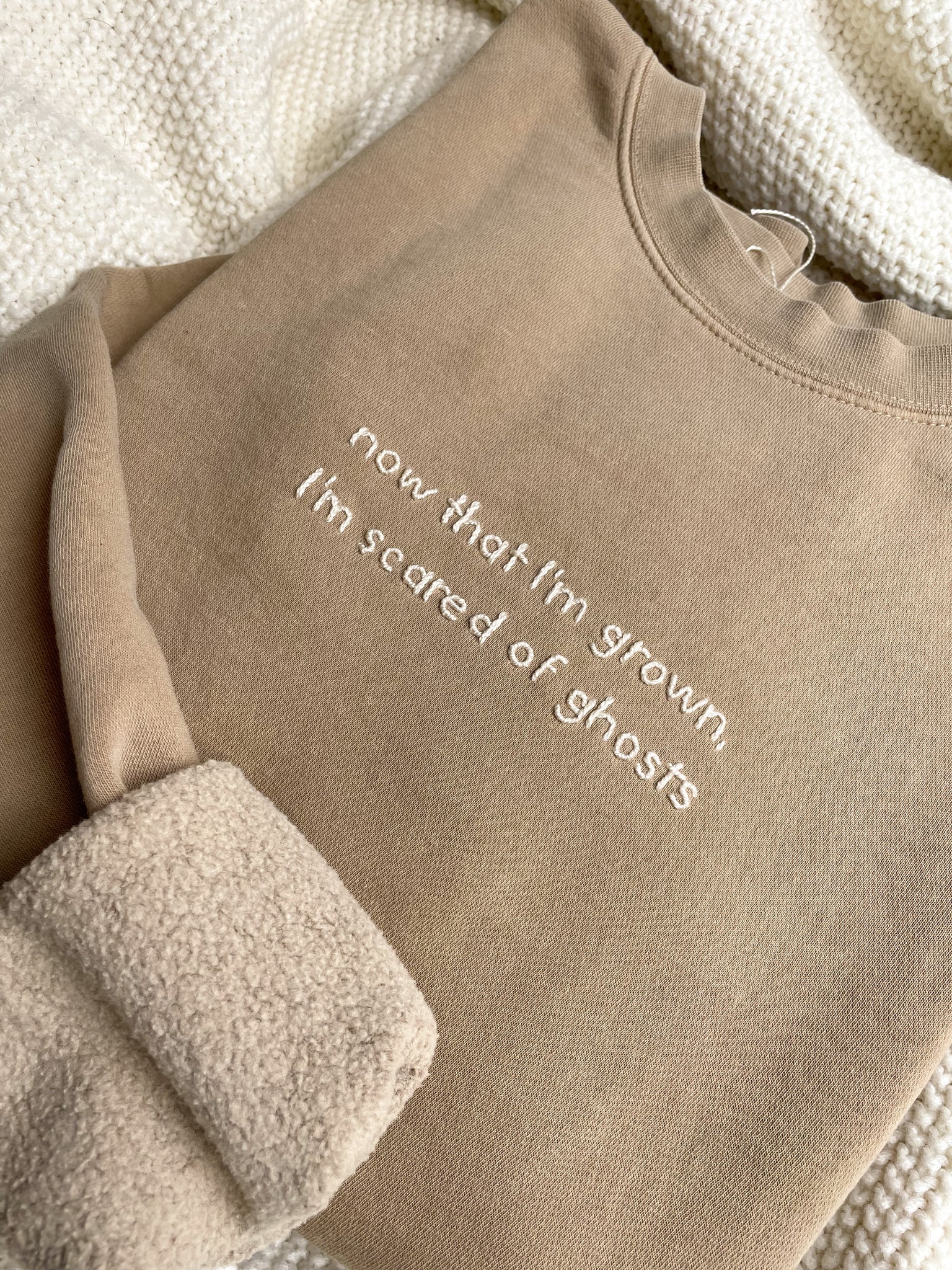 I’m Scared of Ghosts Hand Embroidered Sweatshirt