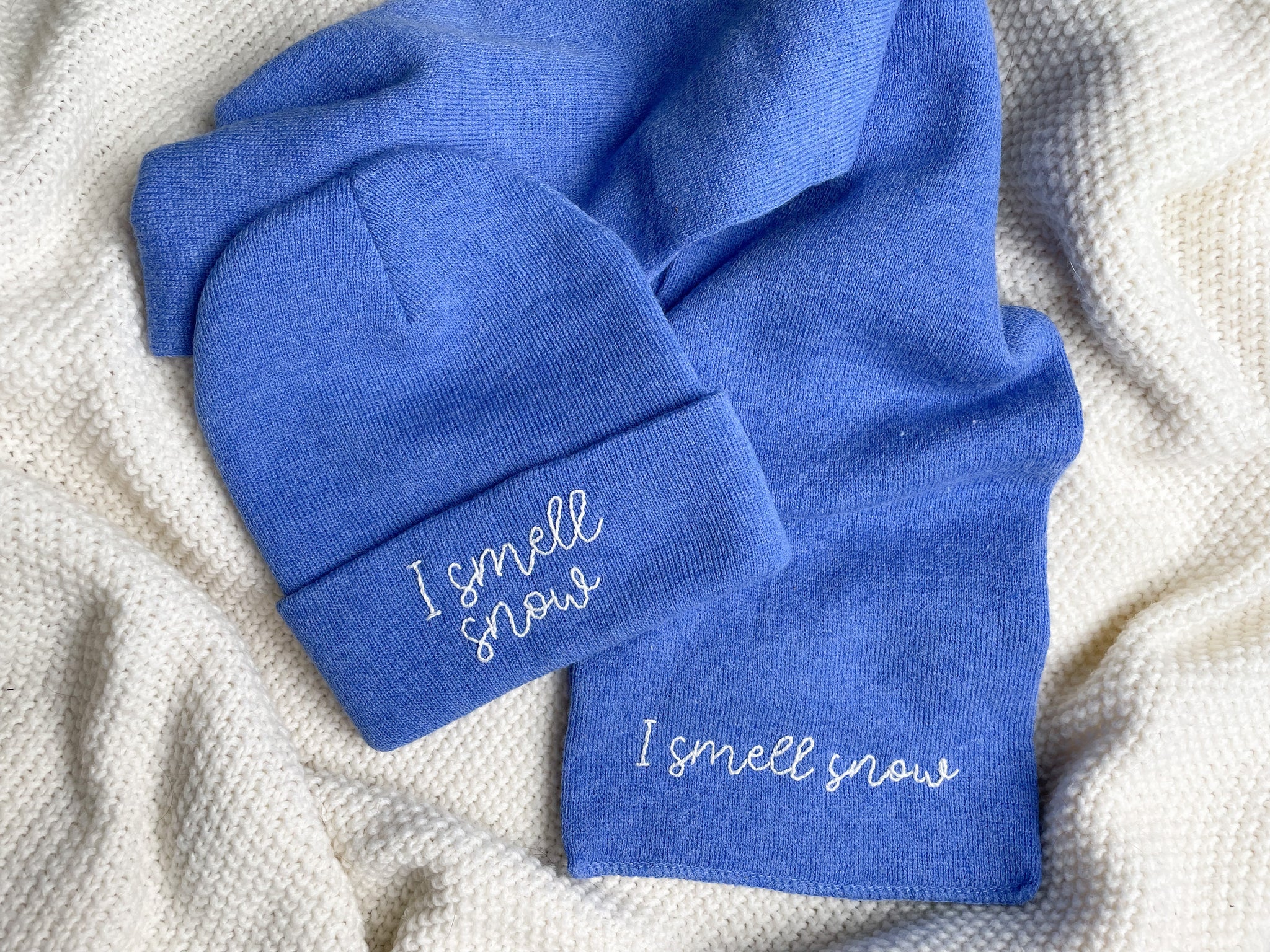 I Smell Snow Hand Embroidered Scarf