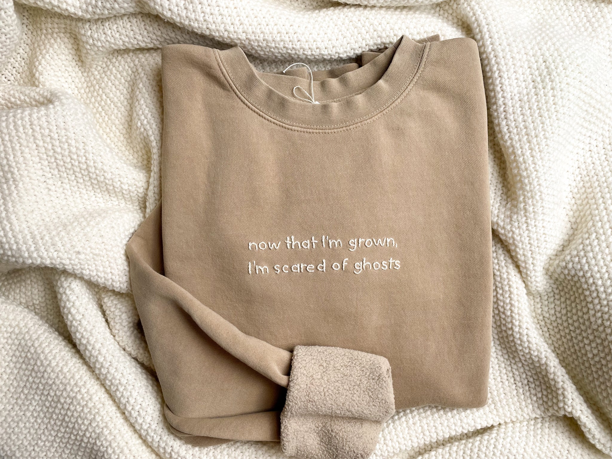 I’m Scared of Ghosts Hand Embroidered Sweatshirt