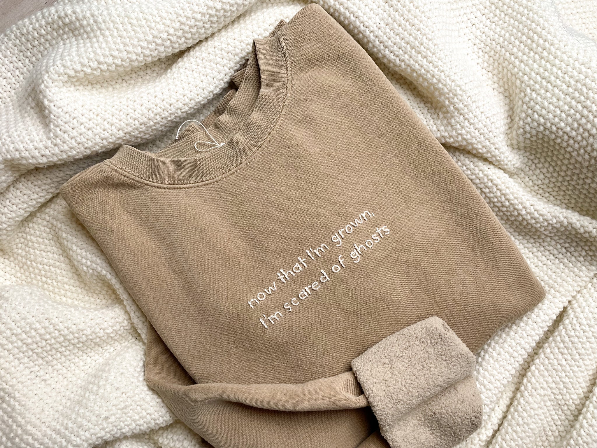 I’m Scared of Ghosts Hand Embroidered Sweatshirt