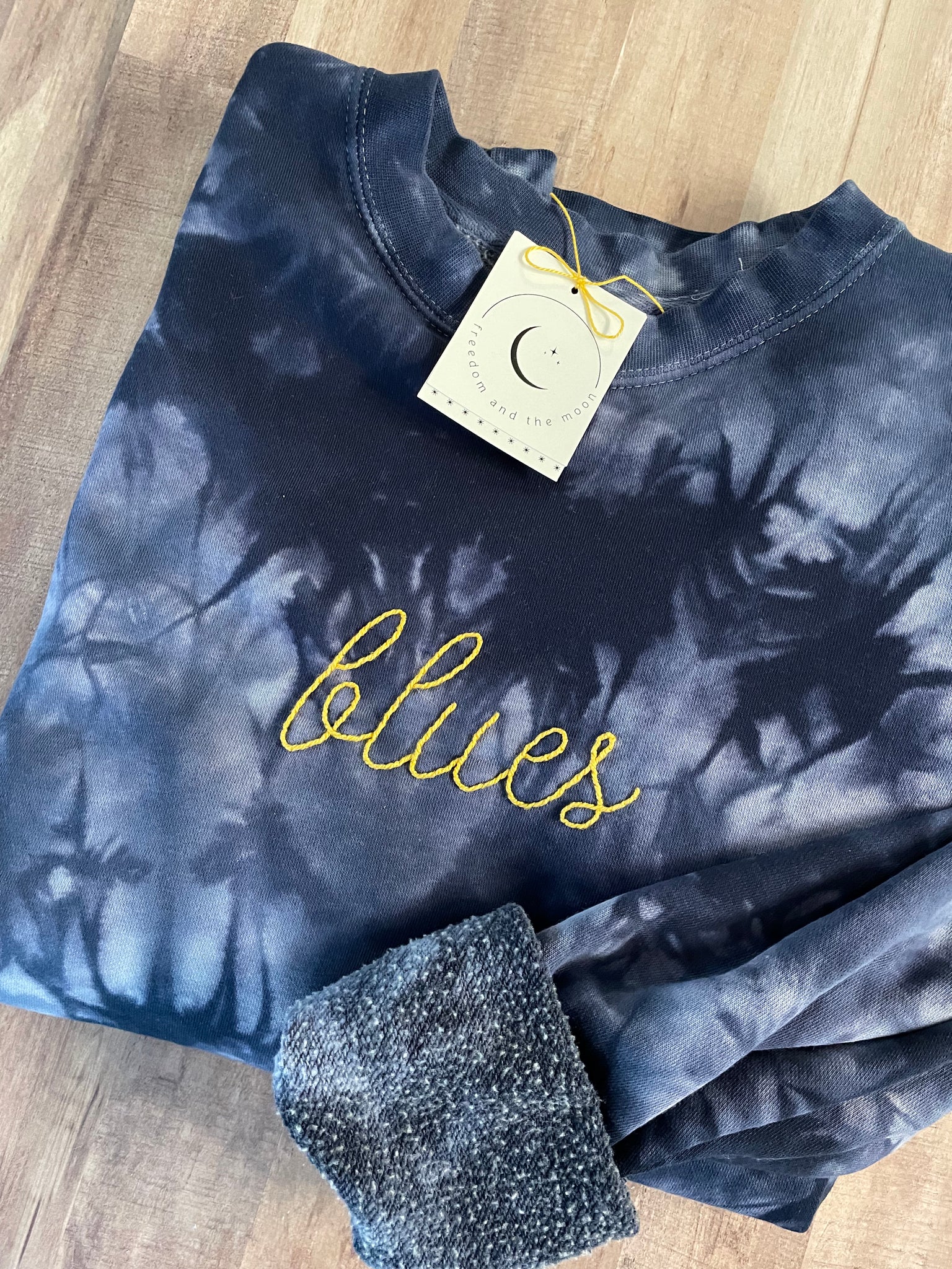 Blues Tie-Dye Hand Embroidered Sweatshirt